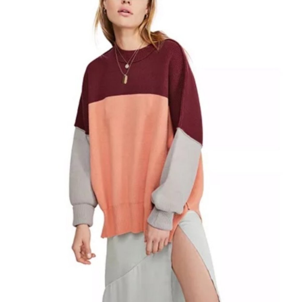 Free People Easy Street Colorblock Chunky Sweater